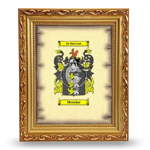 Merwine Coat of Arms Framed - Gold