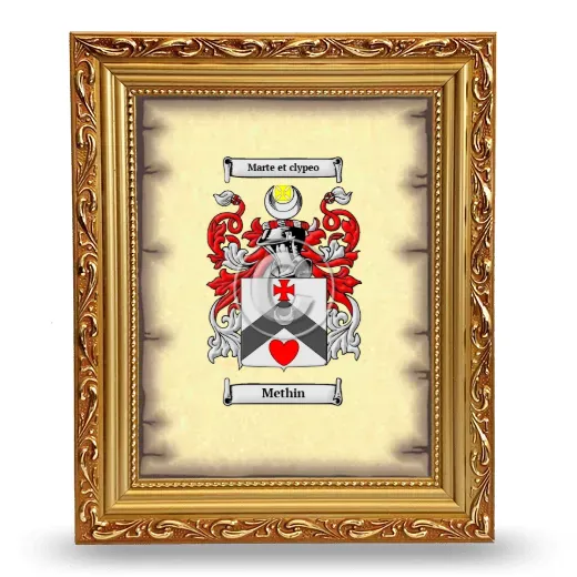 Methin Coat of Arms Framed - Gold