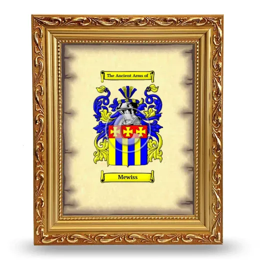 Mewiss Coat of Arms Framed - Gold