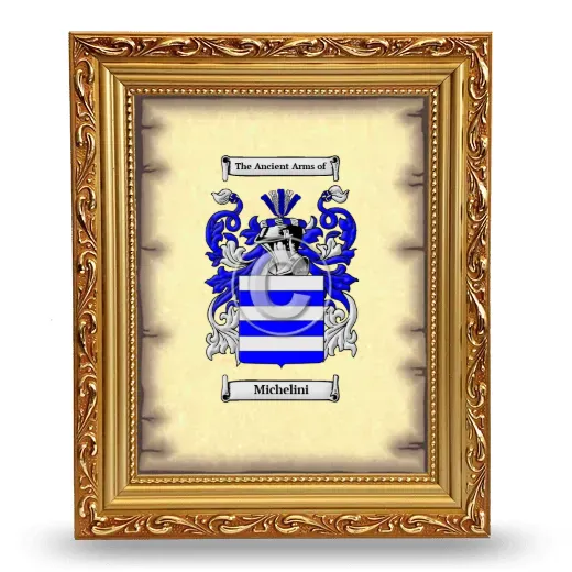 Michelini Coat of Arms Framed - Gold