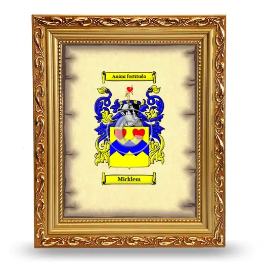 Micklem Coat of Arms Framed - Gold