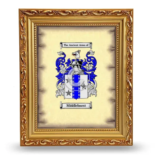 Middlehurst Coat of Arms Framed - Gold