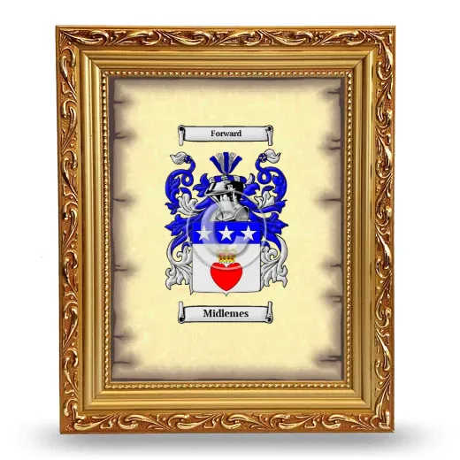 Midlemes Coat of Arms Framed - Gold
