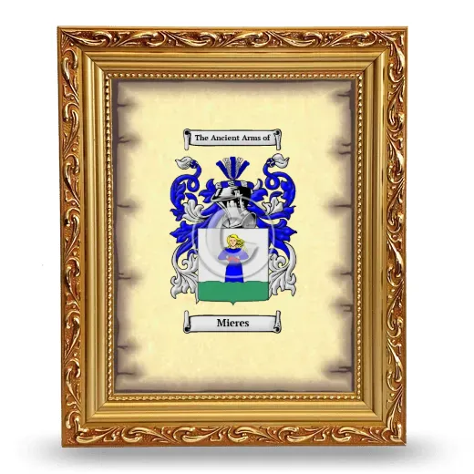 Mieres Coat of Arms Framed - Gold