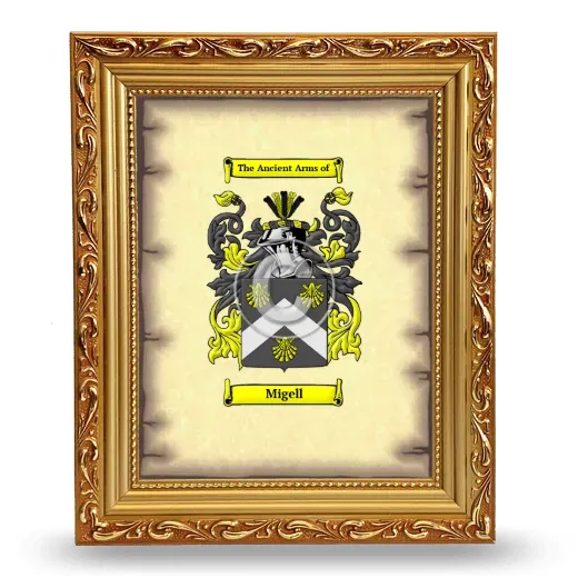 Migell Coat of Arms Framed - Gold