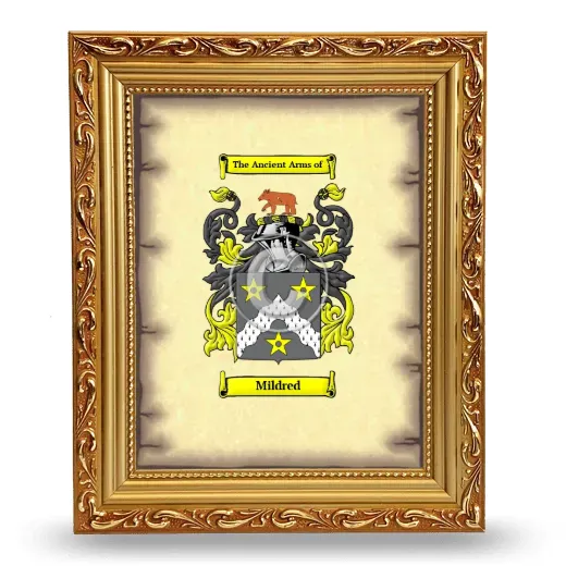 Mildred Coat of Arms Framed - Gold