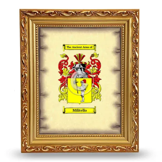 Militello Coat of Arms Framed - Gold