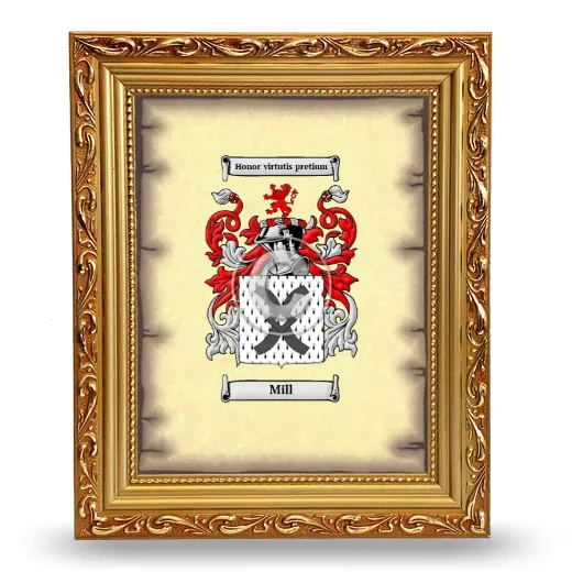 Mill Coat of Arms Framed - Gold