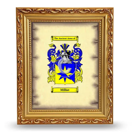 Milliat Coat of Arms Framed - Gold