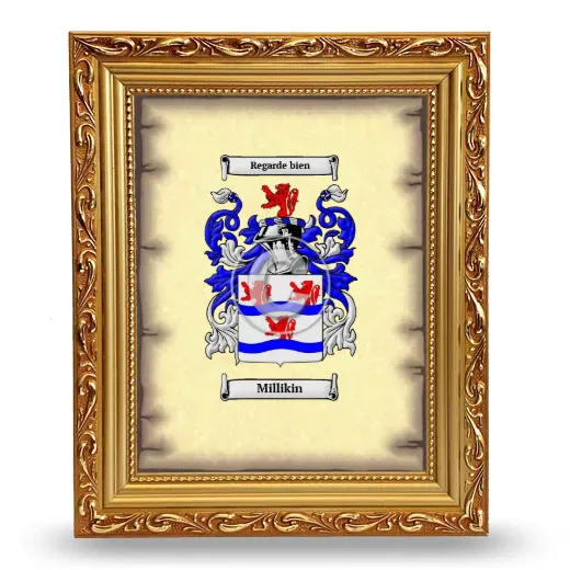 Millikin Coat of Arms Framed - Gold