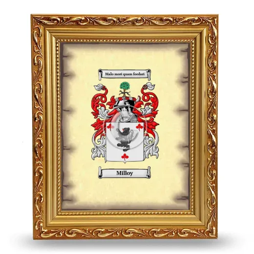 Milloy Coat of Arms Framed - Gold