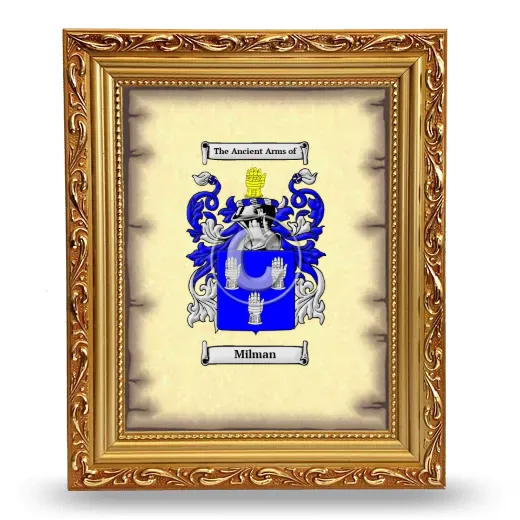 Milman Coat of Arms Framed - Gold