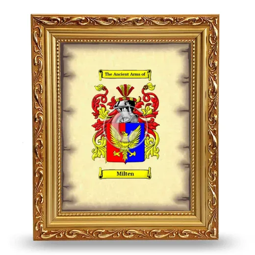 Milten Coat of Arms Framed - Gold