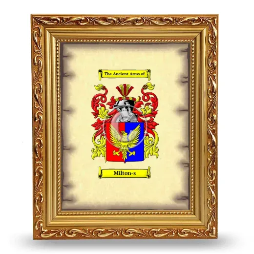 Milton-s Coat of Arms Framed - Gold