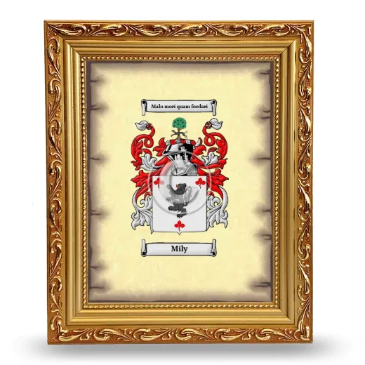 Mily Coat of Arms Framed - Gold