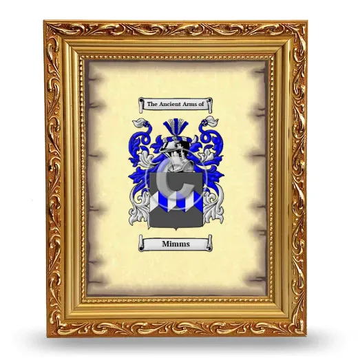 Mimms Coat of Arms Framed - Gold