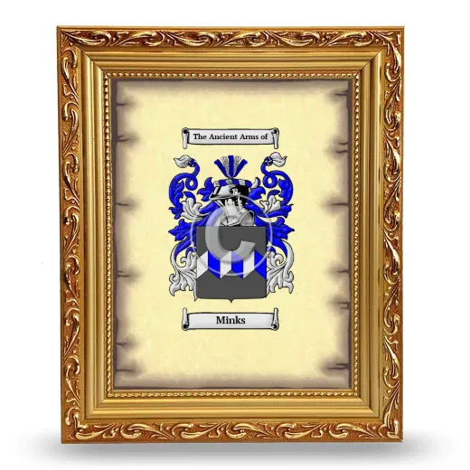 Minks Coat of Arms Framed - Gold