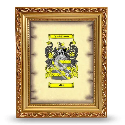 Miot Coat of Arms Framed - Gold