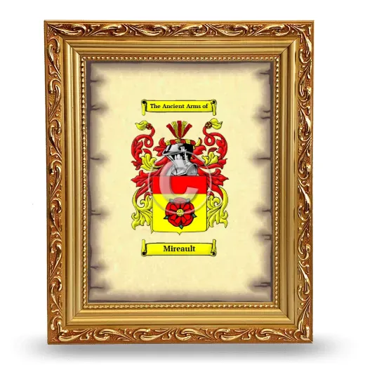 Mireault Coat of Arms Framed - Gold