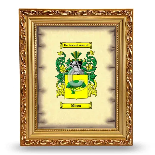 Miron Coat of Arms Framed - Gold
