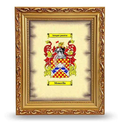 Moncella Coat of Arms Framed - Gold