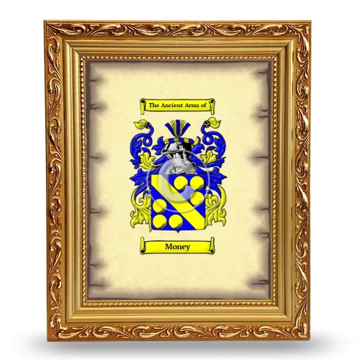 Money Coat of Arms Framed - Gold