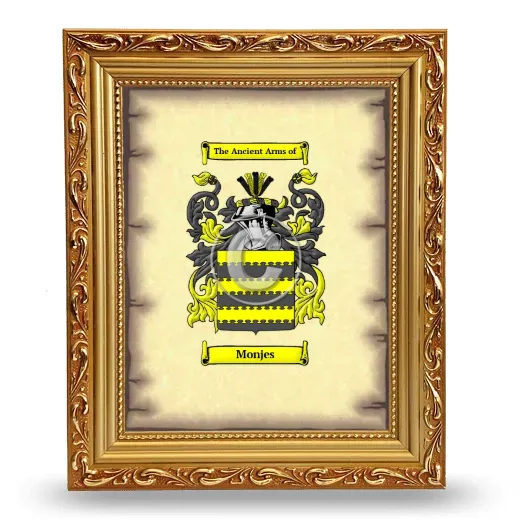 Monjes Coat of Arms Framed - Gold