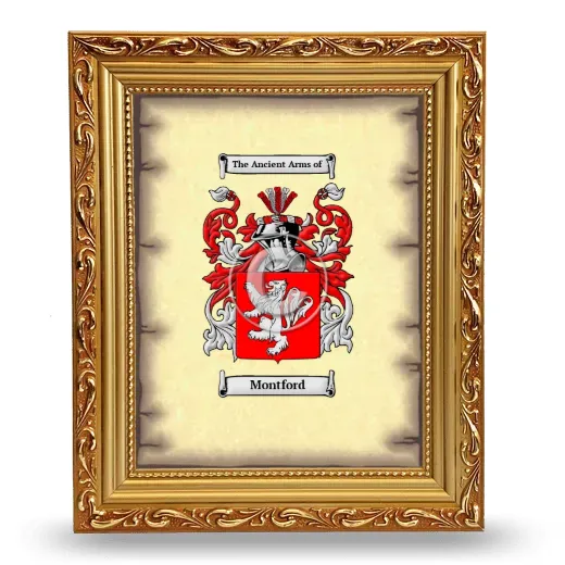 Montford Coat of Arms Framed - Gold