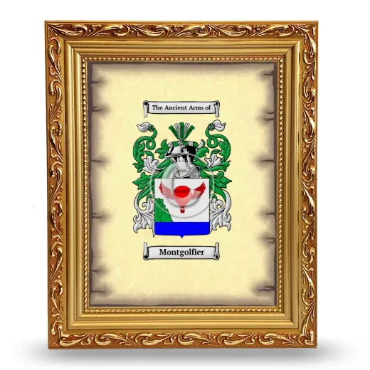 Montgolfier Coat of Arms Framed - Gold