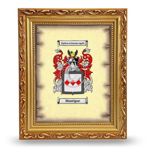 Montigue Coat of Arms Framed - Gold