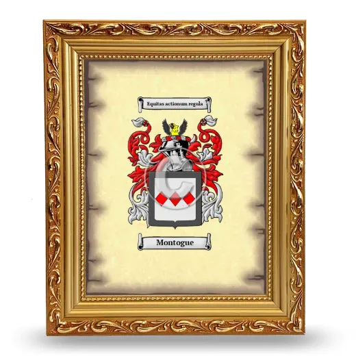 Montogue Coat of Arms Framed - Gold