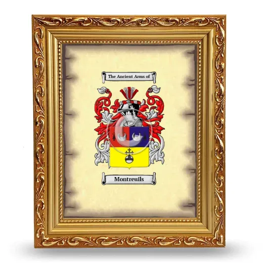 Montreuils Coat of Arms Framed - Gold