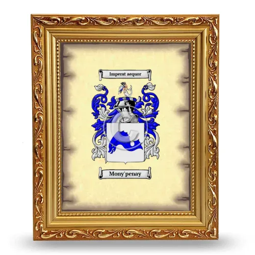 Mony'penay Coat of Arms Framed - Gold