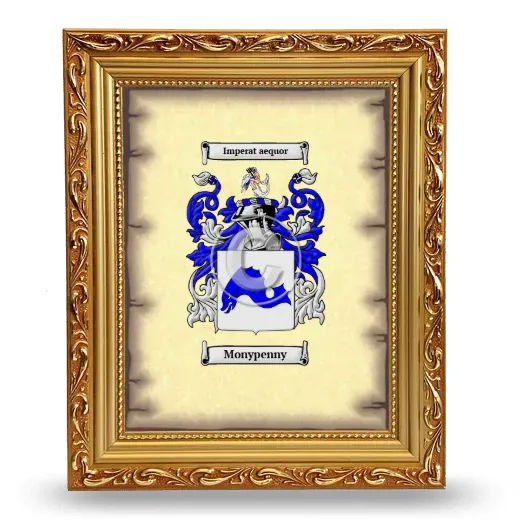 Monypenny Coat of Arms Framed - Gold