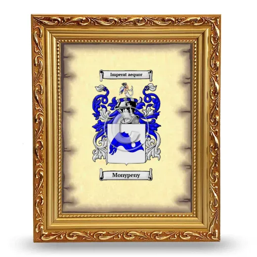 Monypeny Coat of Arms Framed - Gold