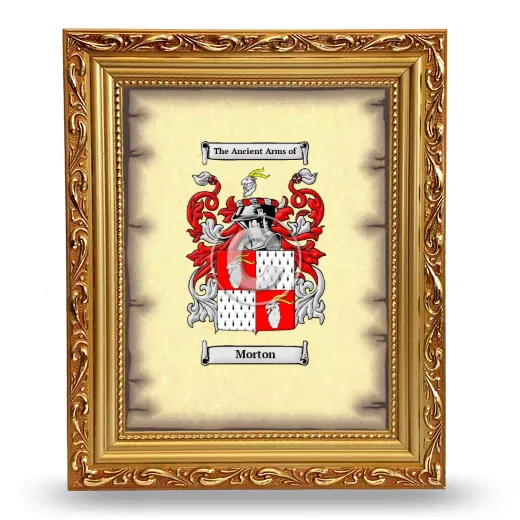 Morton Coat of Arms Framed - Gold