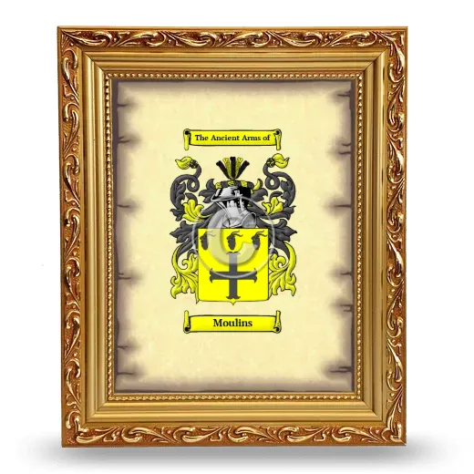 Moulins Coat of Arms Framed - Gold