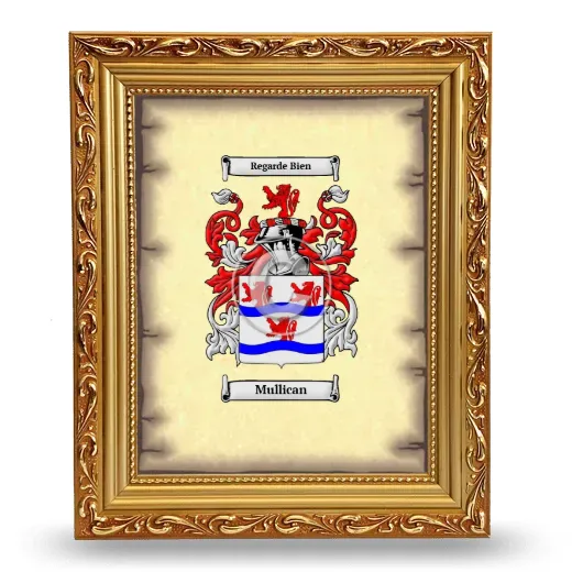 Mullican Coat of Arms Framed - Gold