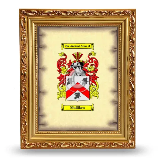Mulliken Coat of Arms Framed - Gold