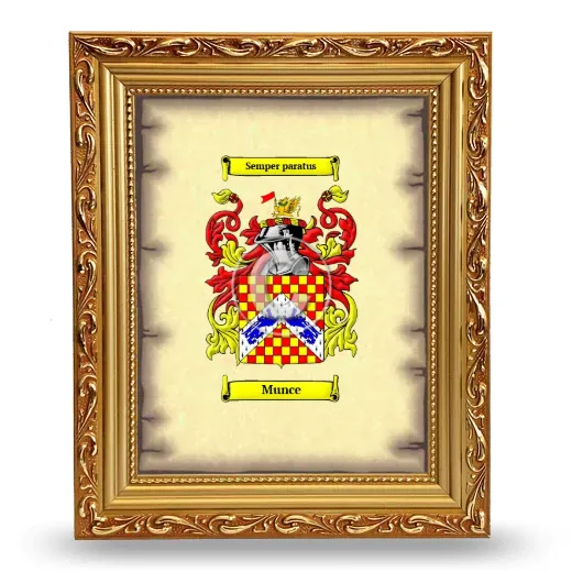 Munce Coat of Arms Framed - Gold