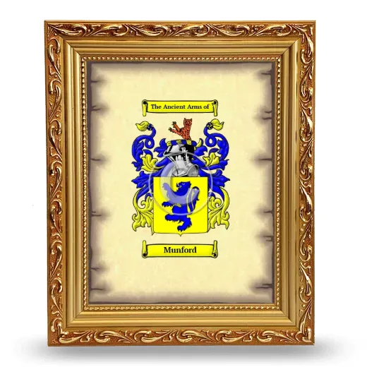 Munford Coat of Arms Framed - Gold