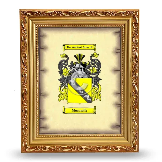 Munnelly Coat of Arms Framed - Gold