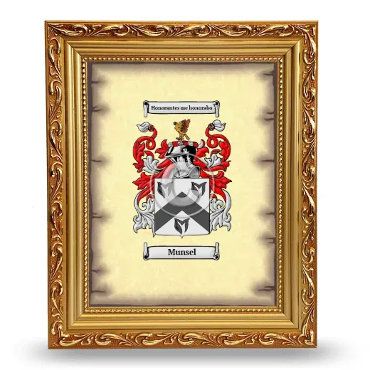 Munsel Coat of Arms Framed - Gold