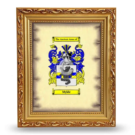 Mylde Coat of Arms Framed - Gold