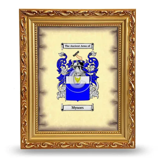 Mynors Coat of Arms Framed - Gold
