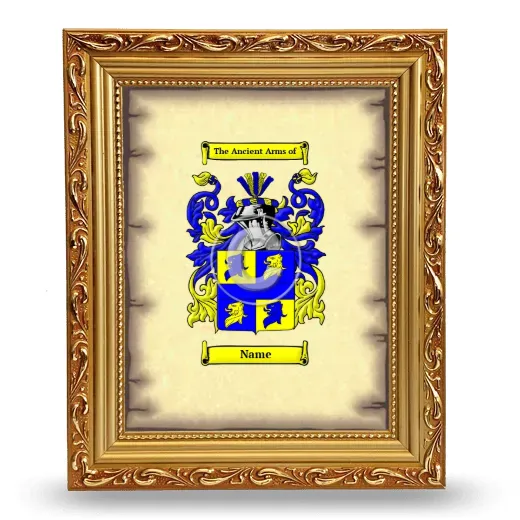 Name Coat of Arms Framed - Gold