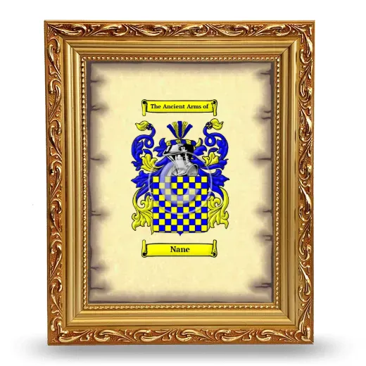 Nane Coat of Arms Framed - Gold