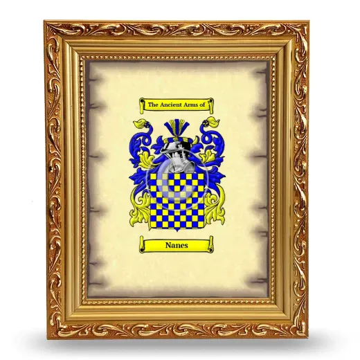 Nanes Coat of Arms Framed - Gold