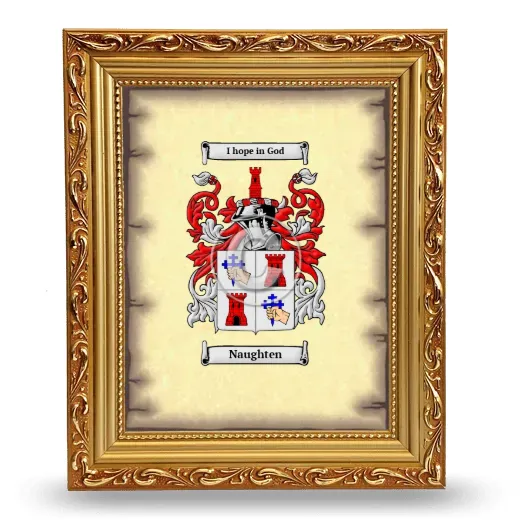 Naughten Coat of Arms Framed - Gold