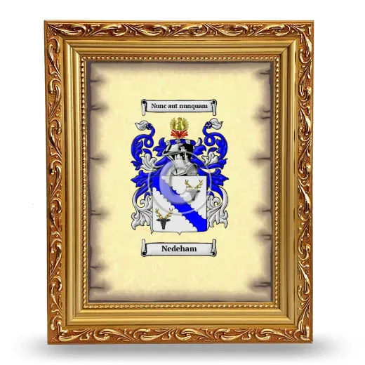 Nedeham Coat of Arms Framed - Gold